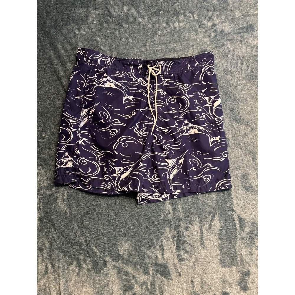 Nautica Mens Swim Trunks XL Blue Swordfish Marlin Board Shorts VDR 693 412